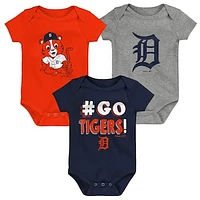 Infant Navy/Orange/Gray Detroit Tigers Born To Win 3-Pack Bodysuit Set