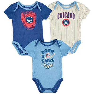 Infant Royal/Light Blue/Cream Chicago Cubs Future Number One Creeper Three-Pack