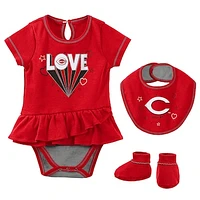 Girls Newborn & Infant Red Cincinnati Reds Play Your Best Bodysuit Bib & Booties Set