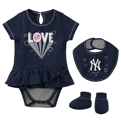 Girls Newborn & Infant Navy New York Yankees Play Your Best Bodysuit Bib & Booties Set