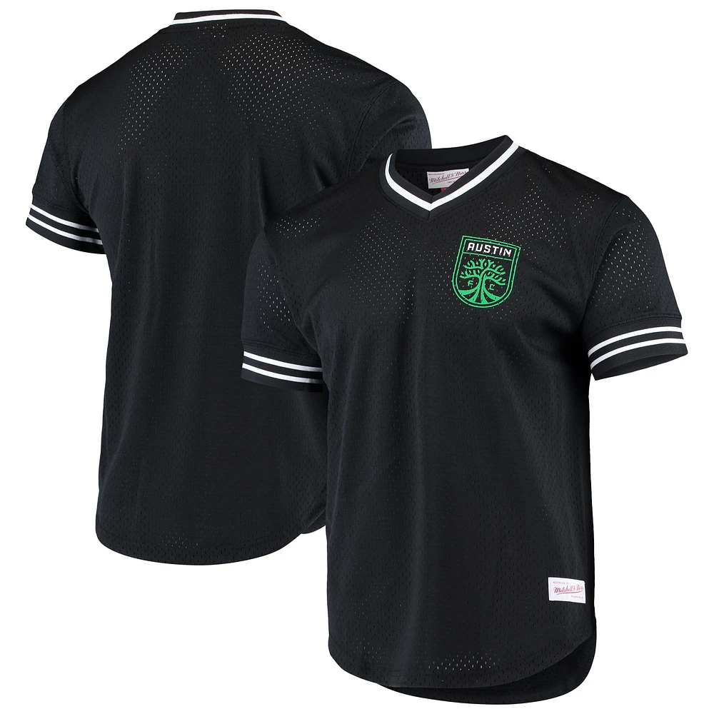 Men's Mitchell & Ness Black Austin FC Mesh V-Neck T-Shirt