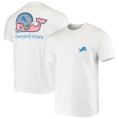 Men's Vineyard Vines White Detroit Lions Team Whale Helmet T-Shirt