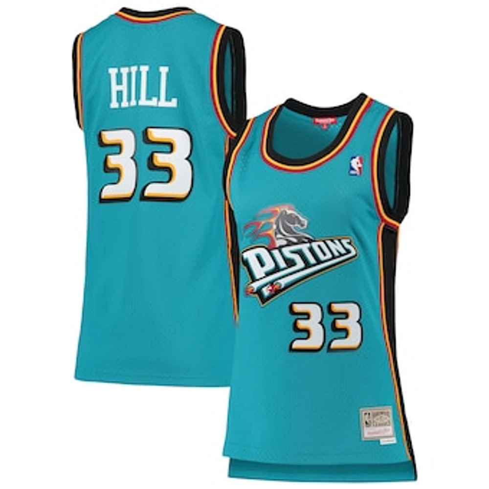 Women's Mitchell & Ness Grant Hill Teal Detroit Pistons 1998/99 Hardwood Classics Swingman Jersey