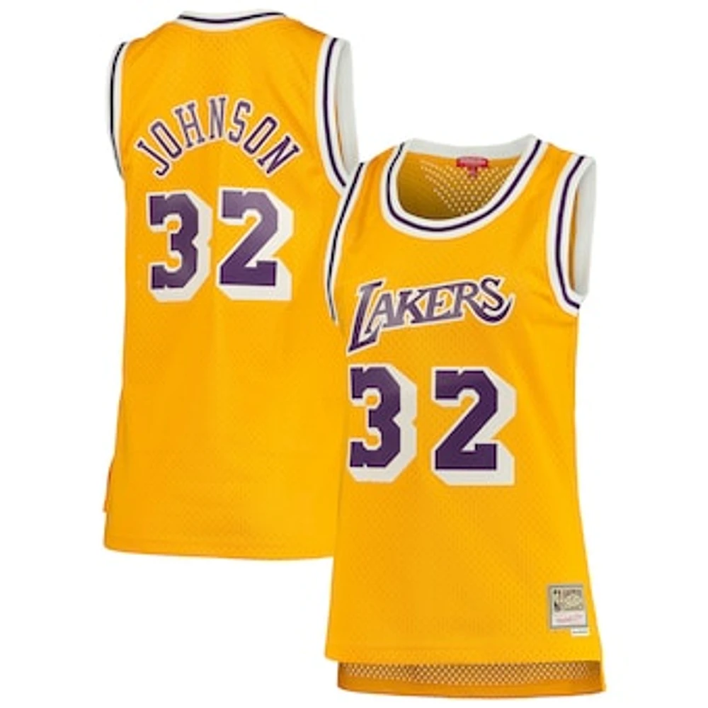 Women's Mitchell & Ness Magic Johnson Gold Los Angeles Lakers 1984/85 Hardwood Classics Swingman Jersey