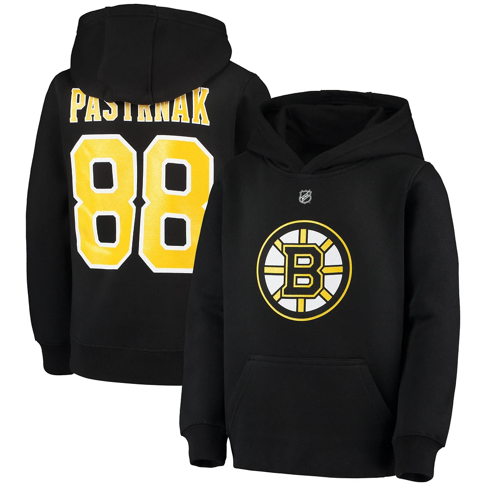 Youth David Pastrnak Black Boston Bruins Player Name & Number Hoodie