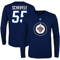 Youth Mark Scheifele Navy Winnipeg Jets Authentic Stack Name & Number - Long Sleeve T-Shirt