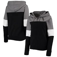 Women's New Era Black Chicago White Sox Colorblock French Terry Full-Zip Hoodie