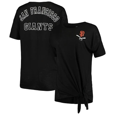 Women's New Era Black San Francisco Giants Slub Jersey Scoop Neck Side Tie T-Shirt