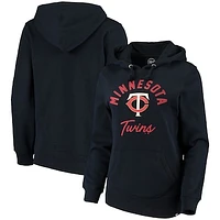 Women's '47 Navy Minnesota Twins Hollow Script Headline Pullover Hoodie