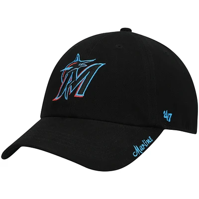 Women's '47 Black Miami Marlins Team Miata Clean Up Adjustable Hat