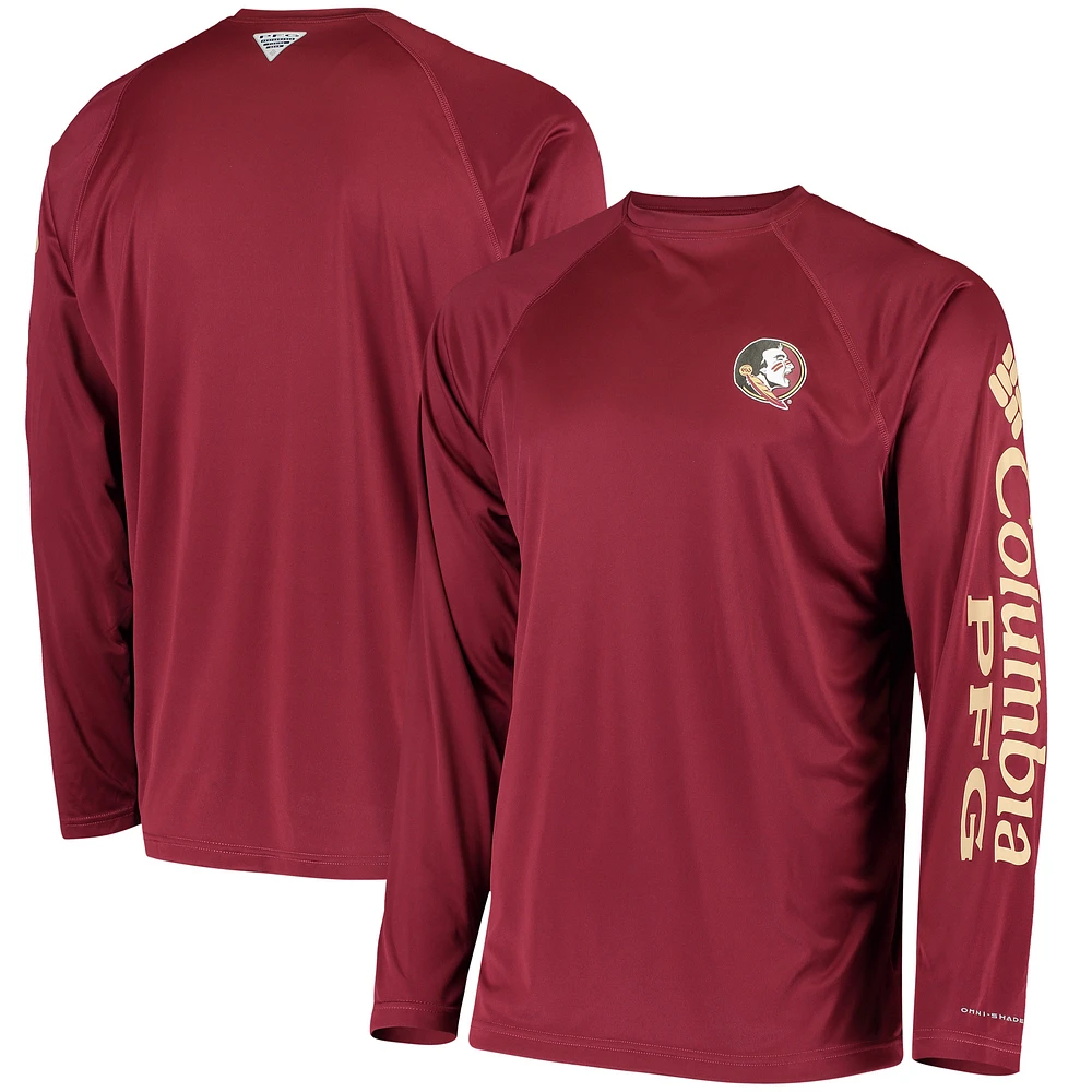 Men's Columbia Garnet Florida State Seminoles Terminal Tackle Omni-Shade Raglan Long Sleeve T-Shirt