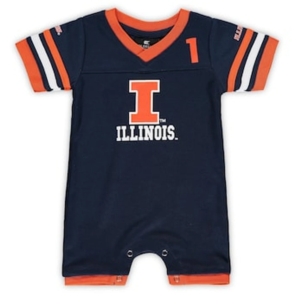 Newborn & Infant Colosseum Navy Illinois Fighting Illini Bumpo Football Logo Romper