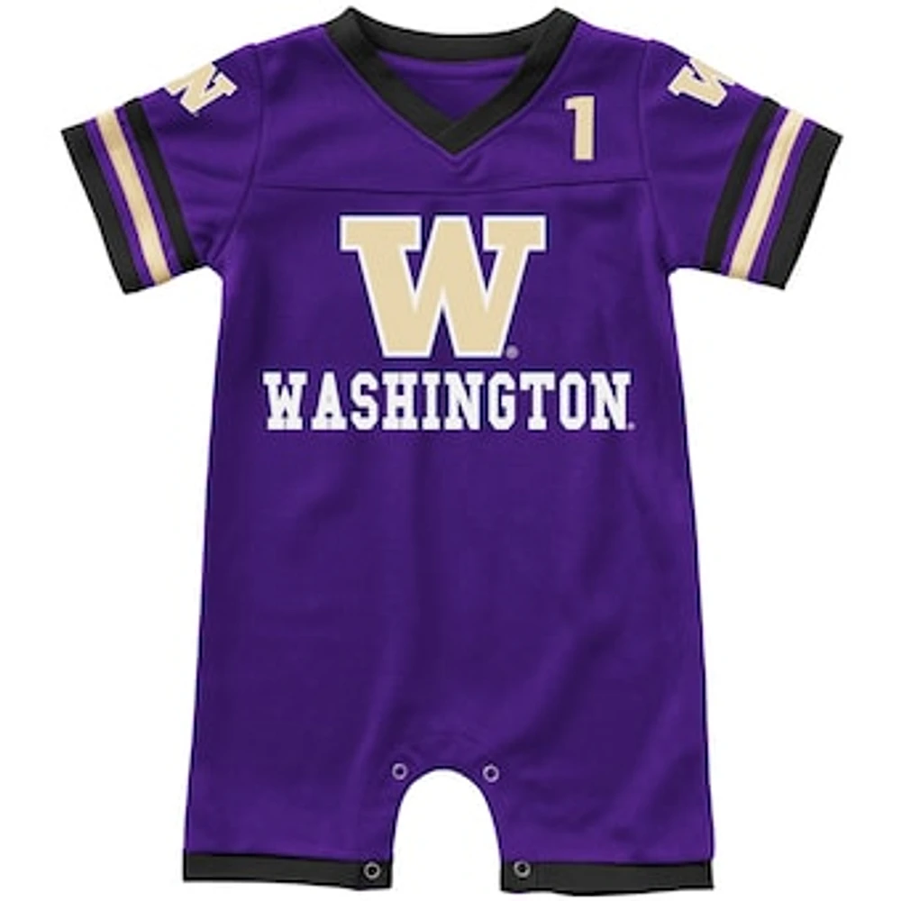 Newborn & Infant Colosseum Purple Washington Huskies Bumpo Football Logo Romper