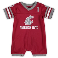 Newborn & Infant Colosseum Crimson Washington State Cougars Bumpo Football Logo Romper