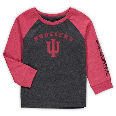 Toddler Colosseum Heathered Black Indiana Hoosiers Long Sleeve Raglan T-Shirt