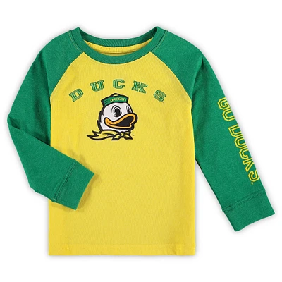 Toddler Colosseum Yellow Oregon Ducks Long Sleeve Raglan T-Shirt