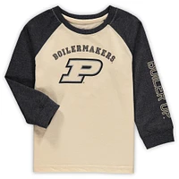 Toddler Colosseum Heathered Gold Purdue Boilermakers Long Sleeve Raglan T-Shirt