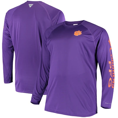 Men's Columbia Purple Clemson Tigers Big & Tall Terminal Tackle Long Sleeve Omni-Shade T-Shirt