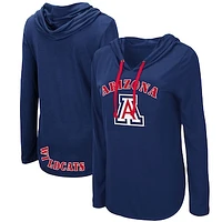 Women's Colosseum Navy Arizona Wildcats My Lover Lightweight Hooded Long Sleeve T-Shirt