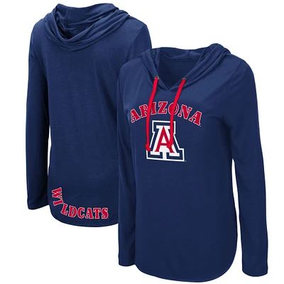 Women's Colosseum Navy Arizona Wildcats My Lover Lightweight Hooded Long Sleeve T-Shirt