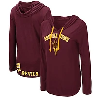 Women's Colosseum Maroon Arizona State Sun Devils My Lover Lightweight Hooded Long Sleeve T-Shirt