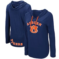 Women's Colosseum Navy Auburn Tigers My Lover Lightweight Hooded Long Sleeve T-Shirt