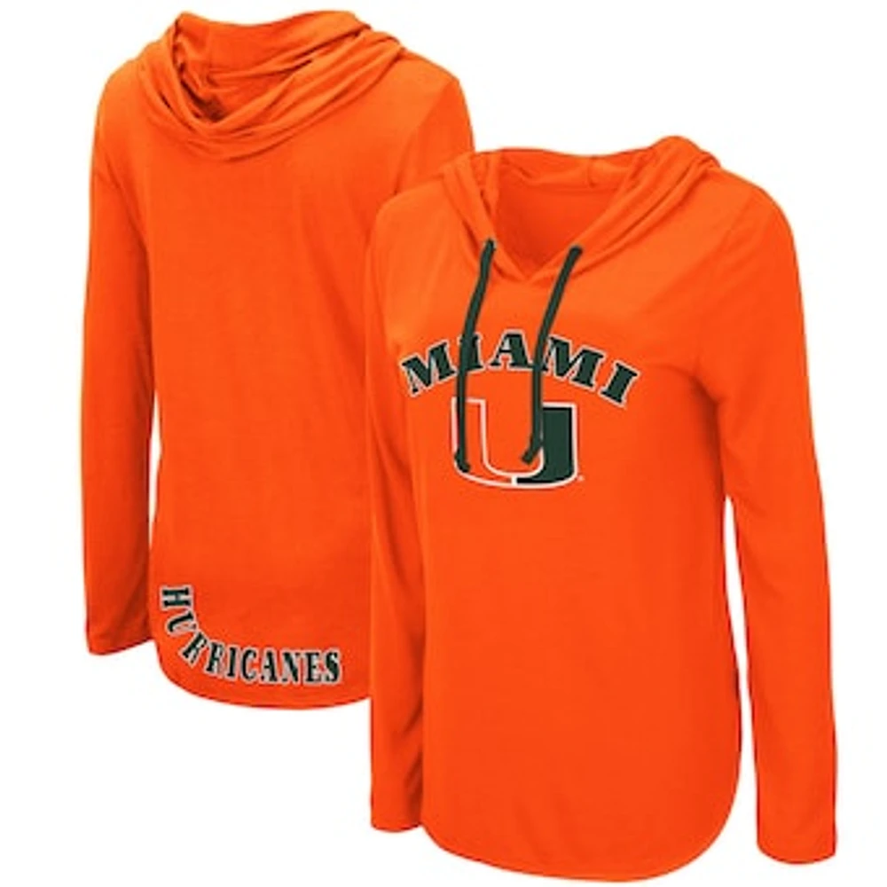 Women's Colosseum Orange Miami Hurricanes My Lover Lightweight Hooded Long Sleeve T-Shirt