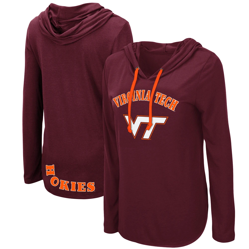 Women's Colosseum Maroon Virginia Tech Hokies My Lover Lightweight Hooded Long Sleeve T-Shirt