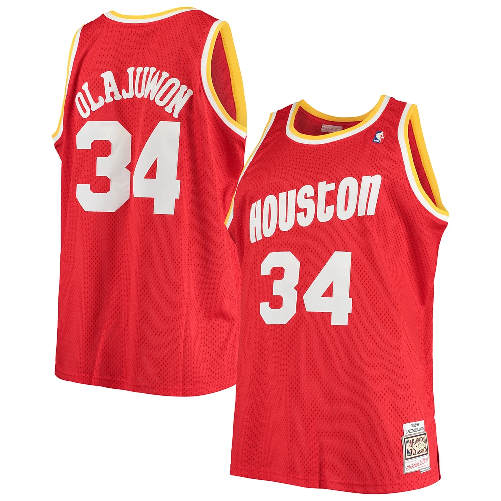 Men's Mitchell & Ness Hakeem Olajuwon Red Houston Rockets 1993/94 Big Tall Hardwood Classics Swingman Jersey