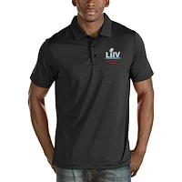 Men's Antigua Black San Francisco 49ers Super Bowl LIV Bound Quest Polo