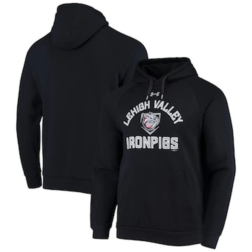 Men's Under Armour Black Lehigh Valley IronPigs All Day Raglan Fleece Pullover Hoodie