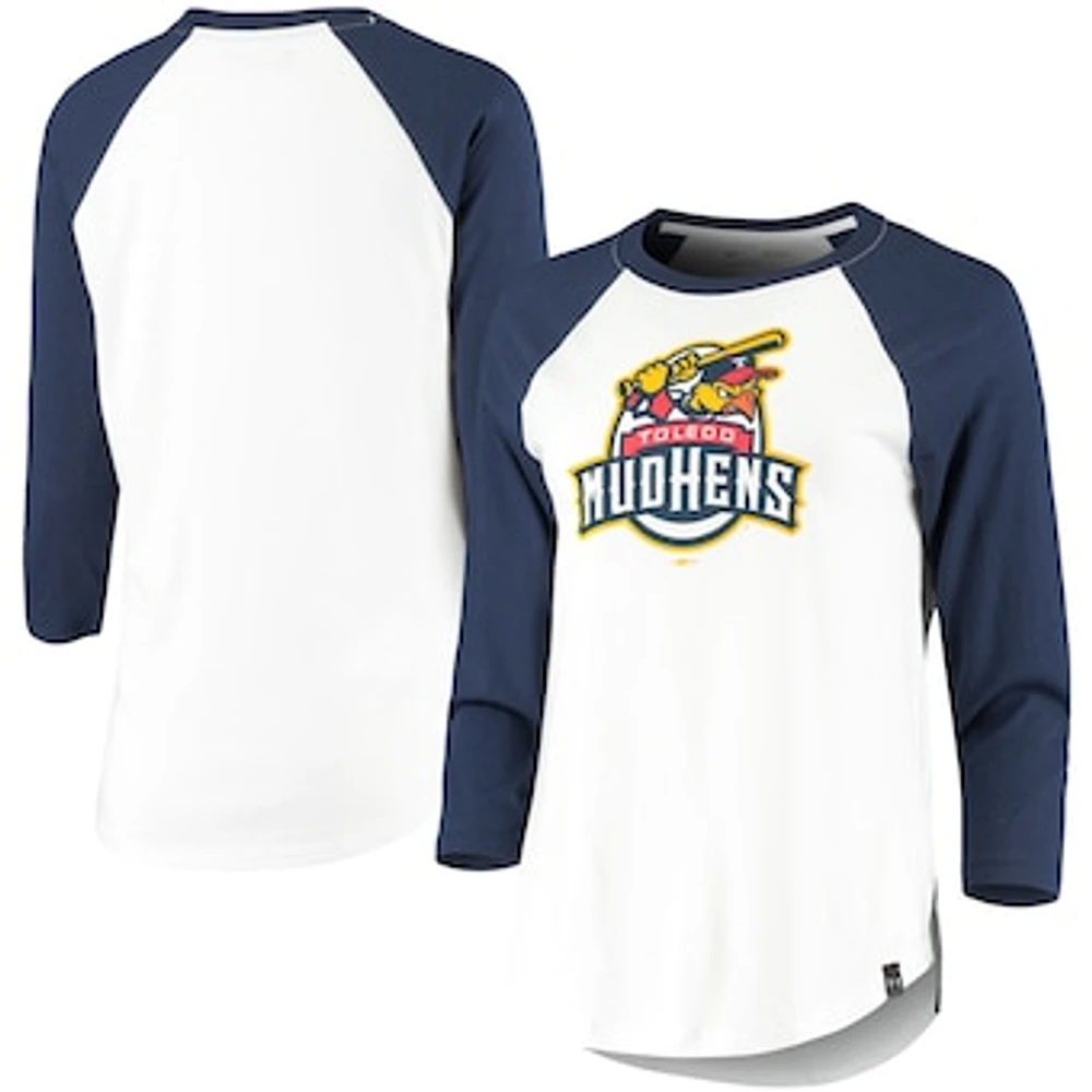 Women's Under Armour Navy/White Toledo Mud Hens Three-Quarter Sleeve Baseball T-Shirt