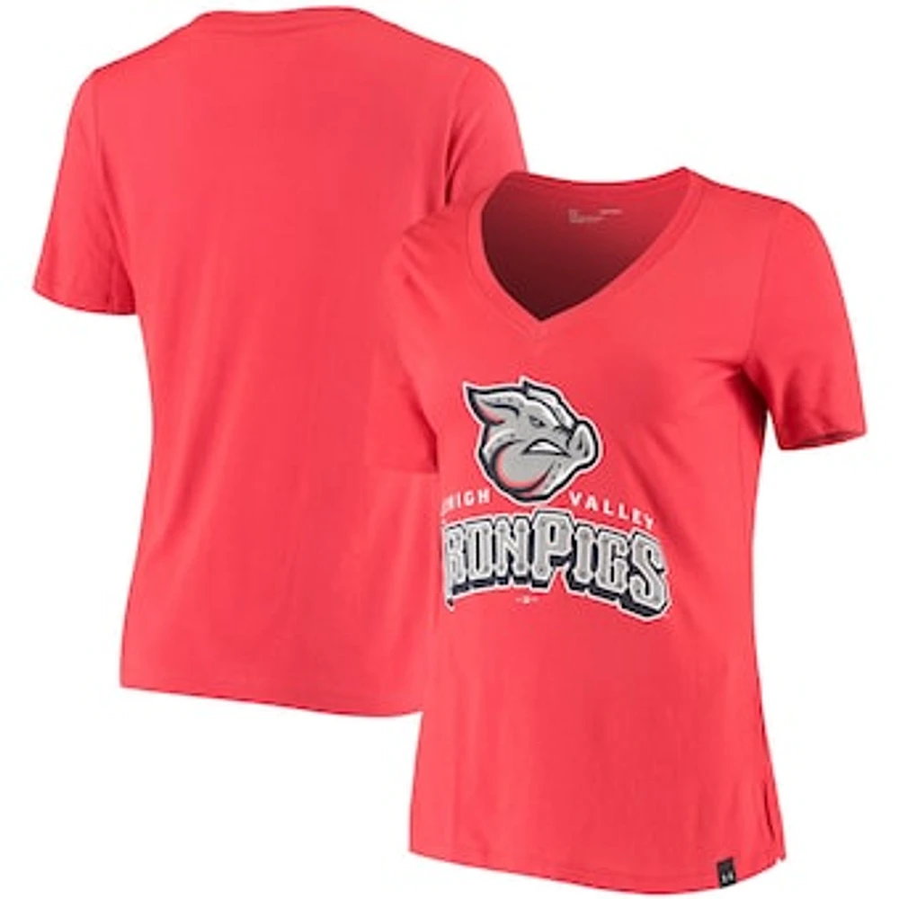 Women's Under Armour Red Lehigh Valley IronPigs Performance V-Neck T-Shirt