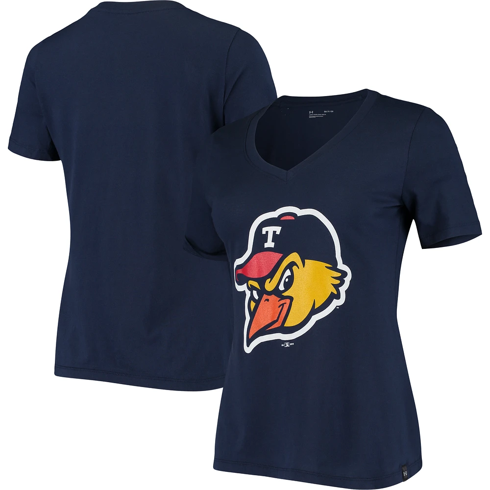 Women's Under Armour Navy Toledo Mud Hens Performance V-Neck T-Shirt