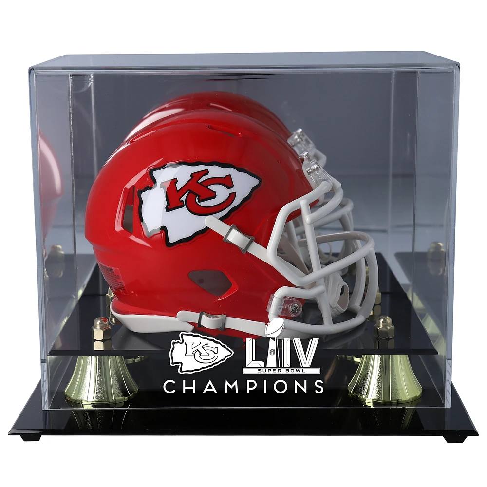 Kansas City Chiefs Super Bowl LIV Champions Golden Classic Mini Helmet Logo Display Case