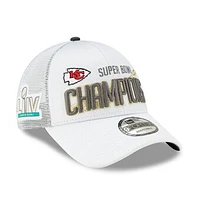 Men's New Era White Kansas City Chiefs Super Bowl LIV Champions Locker Room 9FORTY Adjustable Hat