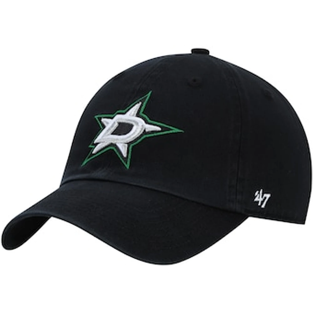 Men's '47 Black Dallas Stars Logo Clean Up Adjustable Hat