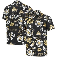 Men's Wes & Willy Black Purdue Boilermakers Floral Button-Up Shirt