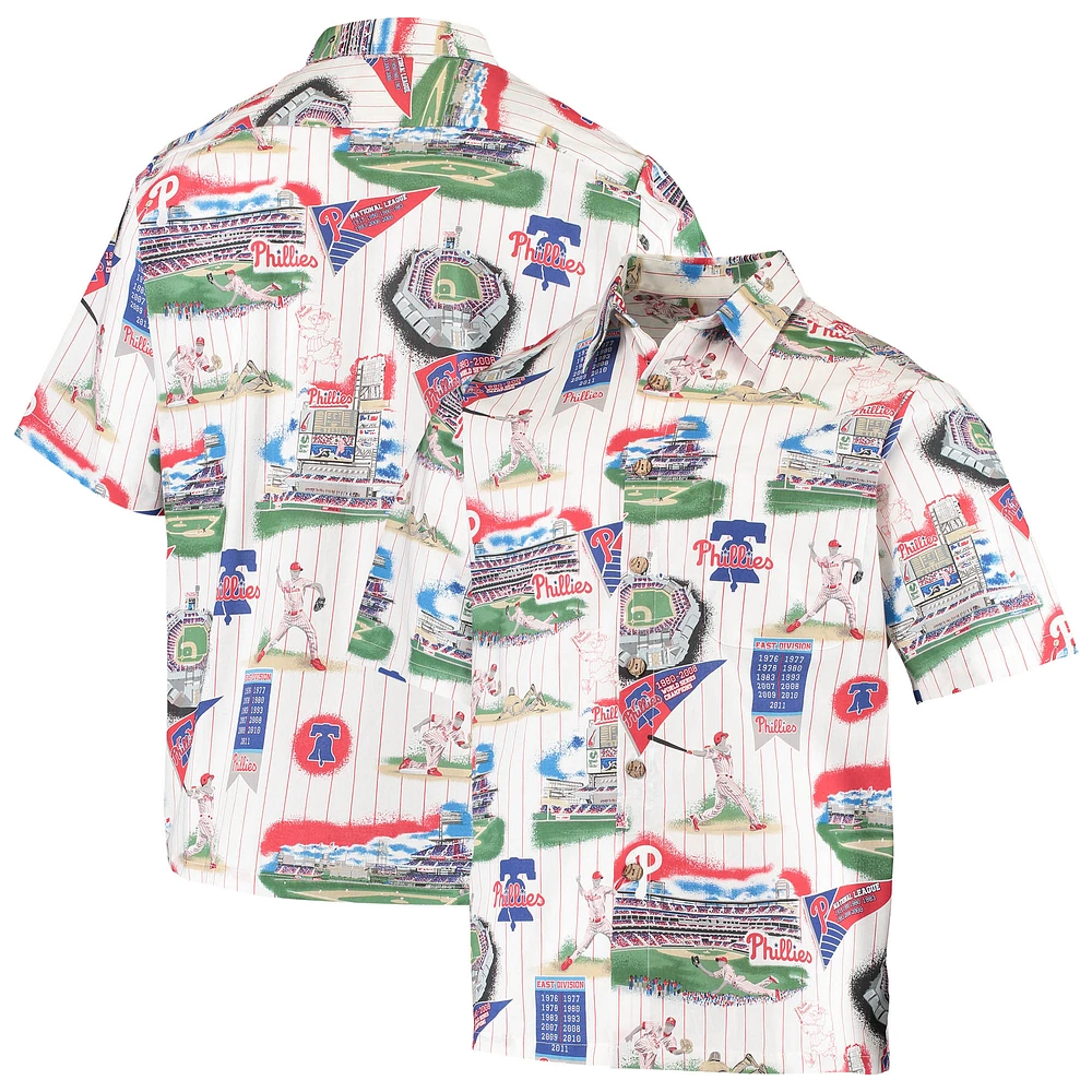 Men's Reyn Spooner White/Red Philadelphia Phillies Scenic Button-Up Shirt