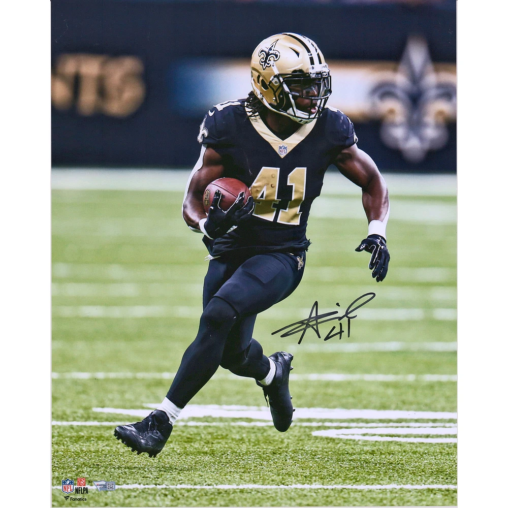 Alvin Kamara New Orleans Saints Autographed 16" x 20" Black Jersey Vertical Photograph