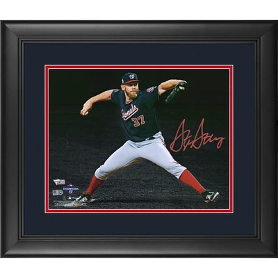 Stephen Strasburg Washington Nationals Framed Autographed 11" x 14" 2019 World Series Champions World Series Pitching Spotlight Photograph