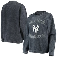 Women's G-III 4Her by Carl Banks Navy New York Yankees Script Comfy Cord Pullover Sweatshirt