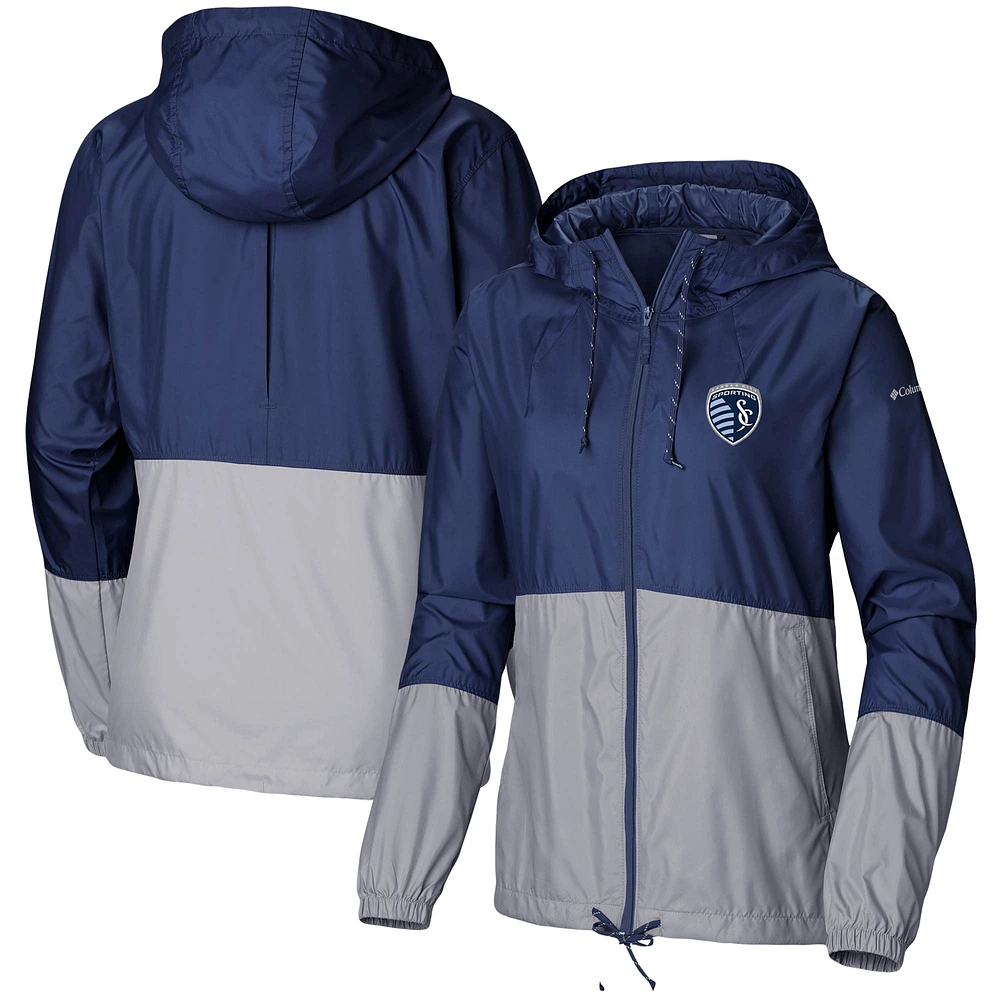 Women's Columbia Navy/Gray Sporting Kansas City Flash Forward Team Windbreaker Jacket