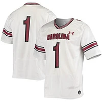 Men's Under Armour #1 White South Carolina Gamecocks Logo Replica Football Jersey