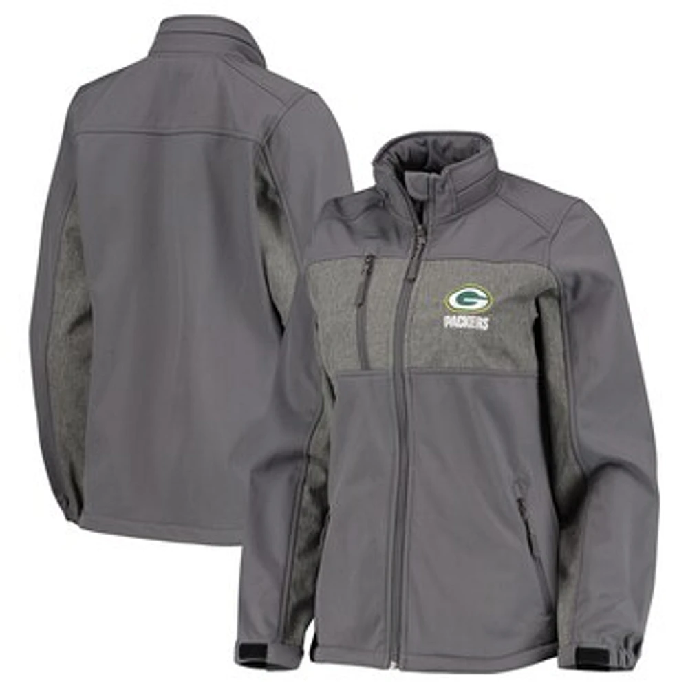 Women's Dunbrooke Charcoal Green Bay Packers Zephyr Softshell Full-Zip Jacket