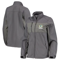 Women's Dunbrooke Charcoal Green Bay Packers Zephyr Softshell Full-Zip Jacket