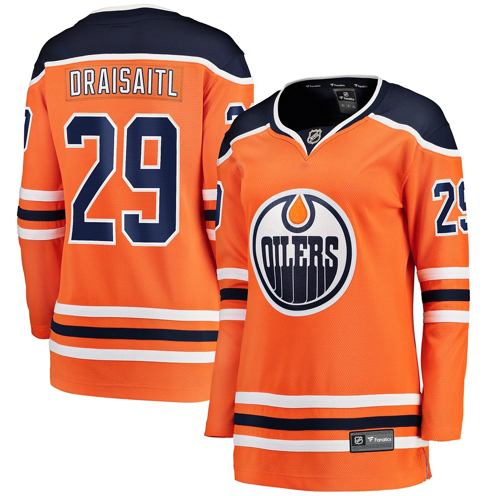 Women's Fanatics Leon Draisaitl Orange Edmonton Oilers Home - Breakaway Player Jersey