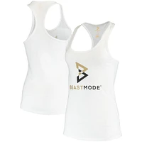 Women's Beast Mode White Double Logo Scoop Neck Tank Top