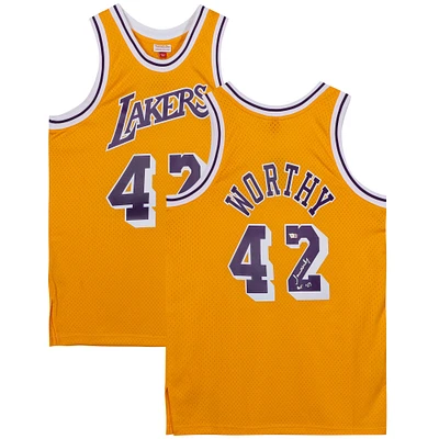 James Worthy Los Angeles Lakers Autographed Mitchell and Ness Gold 1984-1985 Swingman Jersey with "HOF 03" Inscription