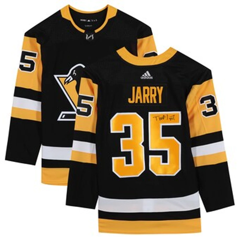 Tristan Jarry Pittsburgh Penguins Autographed Black Adidas Authentic Jersey